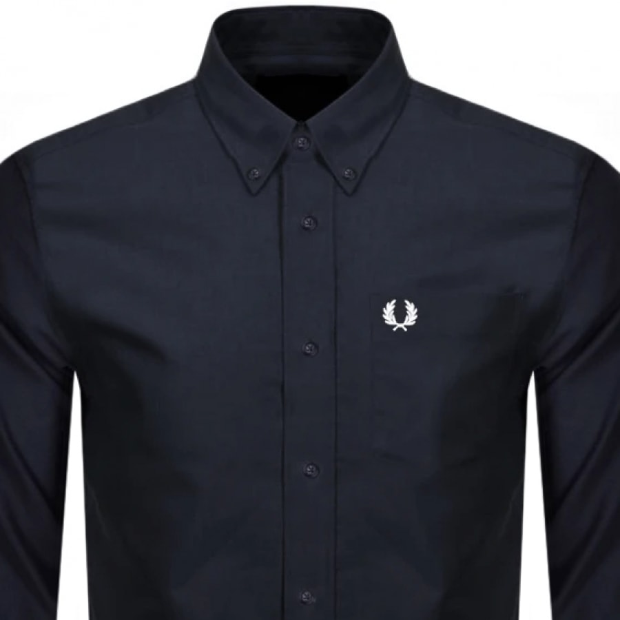 Alternative Image for ProductFred Perry Oxford Long Sleeved Shirt Navy2